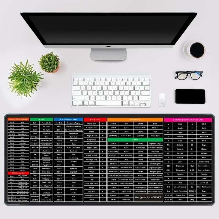 Keyboard Shortcut Desk Mat (XL) | 100+ Shortcuts for Excel, Word, PowerPoint & More