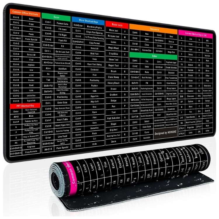 Keyboard Shortcut Mouse Pad, Office | Excel | Word | PPT & more, Shortcuts Cheat Sheet Mat