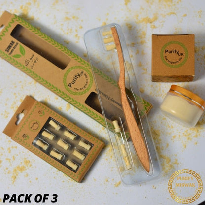 Complete Miswak Kit | Brush, Powder & 9 Heads (100% Natural Peelu Miswak)