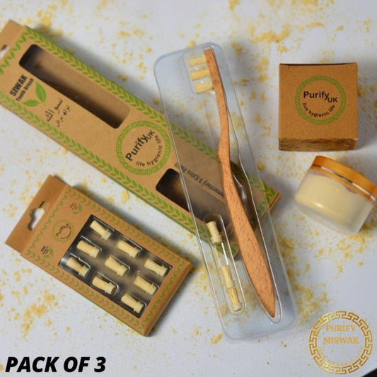 Complete Miswak Kit | Brush, Powder & 9 Heads (100% Natural Peelu Miswak)