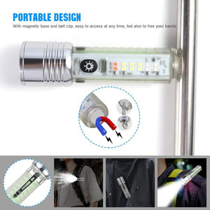 Multifunctional Rechargeable Flashlight, Zoom Focus | Magnetic Base | Waterproof | 8 Light Modes